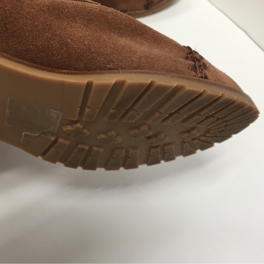 Jack Rogers Gemma Suede Leather Lace Up Boots 8.5 Toffee Brown Side Zip - Picture 11 of 14